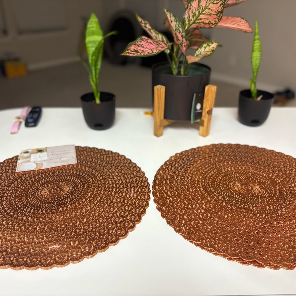 NEW - 12 Fall 🍁 Autumn Copper Round Placemats Dining Decor Holidays